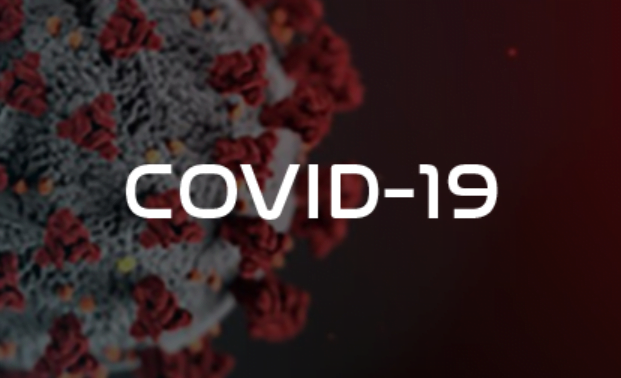 COVID-19 graphic with image of virus label as COVID-19