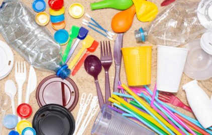 Single use plastic items commonly received with food delivery