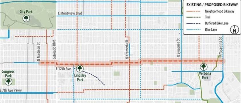 Map of proposed 12th avenue bikeway