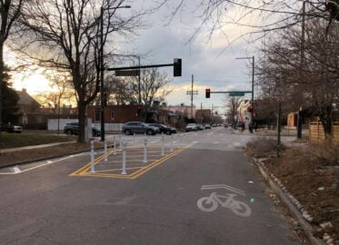 Bayaud Ave shared bike lane in Denver, CO.