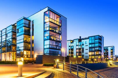 Stock image of new multifamily residential development