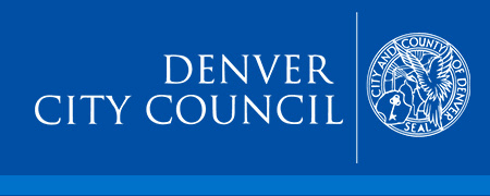 Denver City Council with the City Council emblem in white font on a blue background